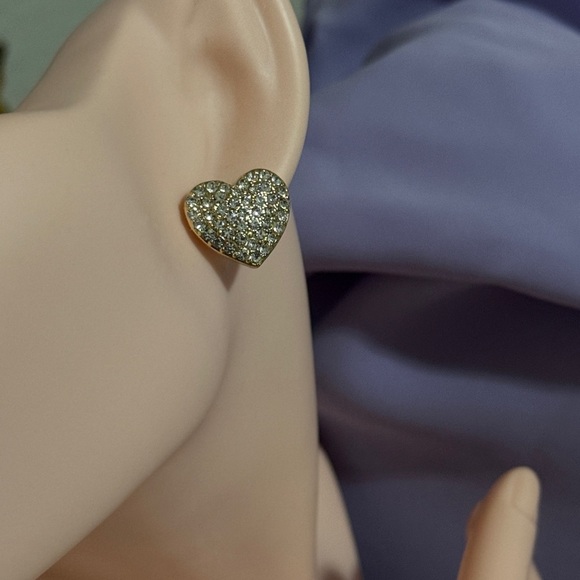 18K Gold Plated Heart Earrings with Zirconia - Picture 3 of 5